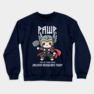 Kawaii Cat in Thor Costume - Almighty Pawr! Crewneck Sweatshirt